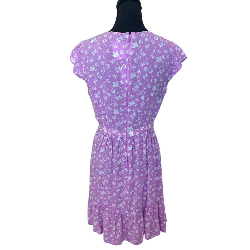 J.Crew Pink Floral Faux Wrap Mini Dress SIZE 2 Ruffle Business Casual Party $80 - Picture 10 of 11